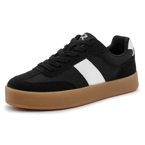 Rihero Platform Sneakers for Women Fashion Tennis Walking Shoes Ladies Comfortable Non-Slip Casual Black Sneakers Size 8 - Image 1