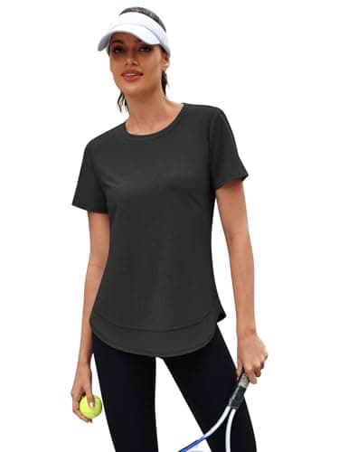 3rd hill Womens Workout Tops Short Sleeve Crewneck Sports Yoga Running Shirts Quick Dry Outfits Black M - Thumbnail 5