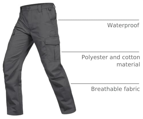 Zoofly Cargo Pants for Men Elastic Waist Ripstop Mens Cargo Work Pants Construction Work Pants for Men Durable Grey 44W*32L - Thumbnail 4