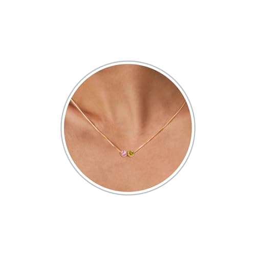 Sistble October Birthstone Necklace, November Birthday Gifts Pink Tourmaline with Topaz Necklace Dainty Gold Necklaces Citrine Birthstone Jewelry Retirement Gift for Women - Image 1