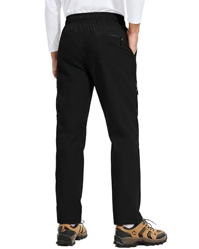AGVNG Mens Hiking Pants Waterproof Quick Dry Lightweight Cargo Pants 5 Pockets UPF 50+ Elastic Waist Drawstring Cuff Tactical Work Casual Athletic Gym Travel Black L - Thumbnail 4