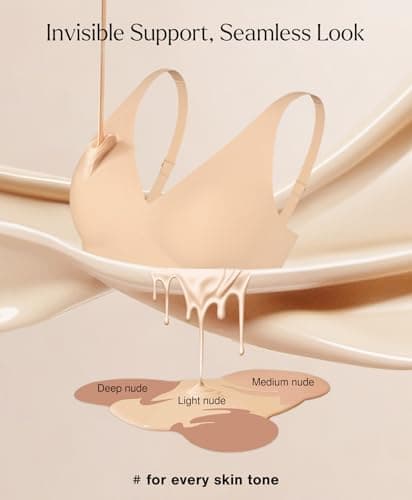 Seamless Bra Wireless Bras with Support and Lift Push Up Minimizer Bras for Women No Underwire Comfortable Comfy Deep V Bralettes Nude - Thumbnail 5