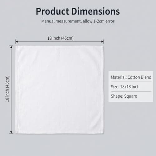 Plobeca Cloth Napkins Set of 12,18x18 Inches White Cotton Blend Napkins Cloth Washable and Reusable for Dinner,Parties,Wedding - Thumbnail 2