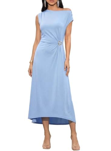 Dokotoo Spring Wedding Guest Dresses for Women Holiday Party Outfits 2026 Fashion Casual Trendy Sexy Crewneck Sleeveless Elegant Cocktail Long Maxi Dress Beach Vacation Clothes for Women Beau Blue - Image 1