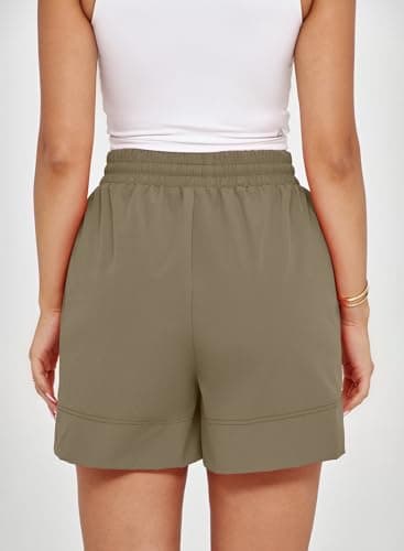 Dokotoo Athletic Shorts for Women Brown Running Workout Gym Womens Shorts High Waisted Causal Summer Outfits 2026 Beach Vacation Clothes Pockets Spring Elastic Quick Dry Yoga Size Medium Hiking - Thumbnail 4