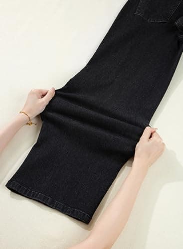 Dokotoo Women's Wide Leg Jeans High Waisted Stretchy Raw Hem Denim Pants Flare Jeans Denim Pants Stretchy Baggy Jeans Black Pants for Women Size 12 - Thumbnail 6