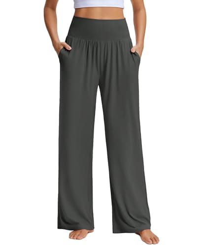 Stelle Wide Leg Lounge Pants for Women Casual Loose Yoga Sweatpants Comfy High Waisted Flowy Pants 26/28/30 Inseam Grey - Image 1