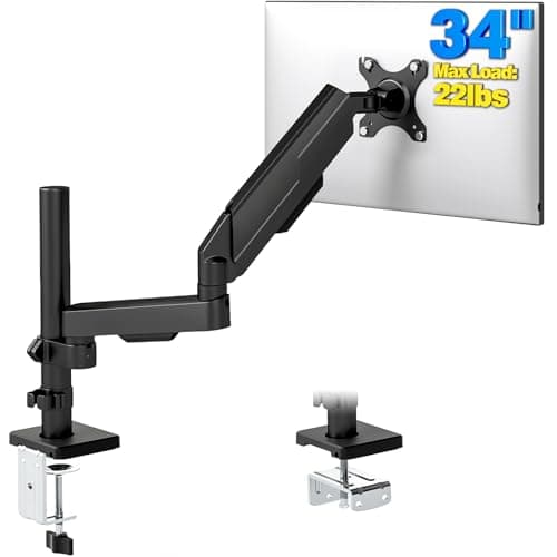 Single Monitor Arm Desk Mount, Adjustable Extra Long Monitor Stand for 17-34 Inch Screens, Hold up to 22 lbs, VESA 75/100mm Mount with Tilt, Swivel, Rotation - Image 1