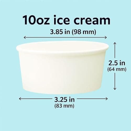 SOPARO 12 Oz Ice Cream Paper Cups Batch Disposable Solid Color Paper Dessert Bowls for Snacks, Sundaes, Party Giveaways, Ice Cream Bar Supplies Factory (200, White, 12OZ) - Thumbnail 2