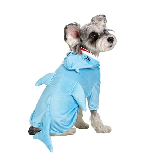 NACOCO Halloween Shark Dog Costume - Pet Christmas New Year Hoodie Warm Party Coat Outfit for Small and Medium Cat Dog Clothes(Blue Shark,S)