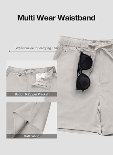 RQP Men's Classic-fit 5In Casual Shorts Elastic Waist Drawstring Shorts Lightweight Summer Beach Vacation Short,Grey Beige - Thumbnail 4