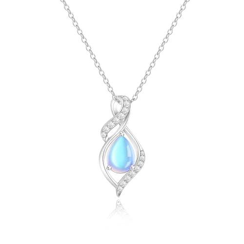 Myfresty 925 Sterling Silver Moonstone Necklace, Moonstone Pendant June Birthstone Necklace Jewelry for Women, Inspirational Birthday Graduation Gifts for Friend Sister Daughter Gift