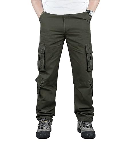 BAYAMO Mens Cargo Pants Outdoor Hiking Casual Pant Military Fatigue Ripstop Pant with 8 Pockets (Army Green,38) - Image 1