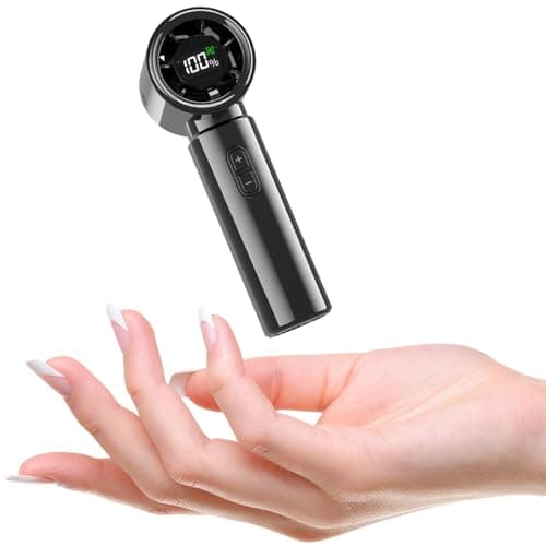 HandFan 4000mAh Portable Handheld Turbo Fan, High Speed Mini Personal Fan, Rechargeable Hand Fans, 100 Speeds Adjustable, Digital Display, Pocket-Sized for Travel, Concerts Outdoors(Gloss Black) - Image 1