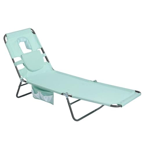 SUNNYFEEL Beach Lounge Chair, Backpack Reclining Beach Chairs Lay Flat, Sun Face Down Tanning Chair, Folding Camping Chairs Portable Camp Cot with Backpack Straps for Outdoor/Picnic/Lawn - Image 1
