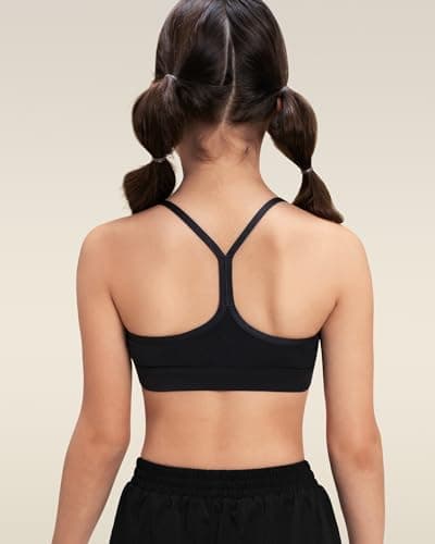Stelle Girls Sports Bra Training Bra Spaghetti Strap Y Back Bra Yoga Crop Top for Teens Kids(Black,XXL) - Thumbnail 5
