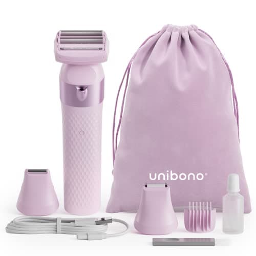 unibono 3-in-1 Electric Razor for Women,Dual-Foil Electric Shaver for Woman Face,Legs,Armpit,Rechargeable Bikini Trimmer,Intimate Shaver with Illumination,Public Hair Trimmer Women (Cold Pink) - Image 1