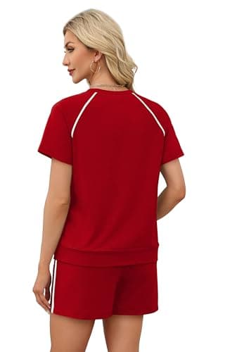 Sampeel Summer Outfits for Womens Sweatsuits 2 Piece Set Matching Sets Womens Clothing Loungewear Woman Athleisure Workout Set Spring Cruise Outfits Beach Vacation Clothes 2026 Red L - Thumbnail 5