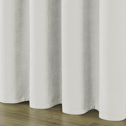 Joydeco Vanilla Grey Velvet Curtains 90 Inches 2 Panels, Luxury Thermal Insulated Soft Curtains for Bedroom & Living Room, Room Darkening Velvet Drapes, Rod Pocket (52W x 90L) - Thumbnail 6