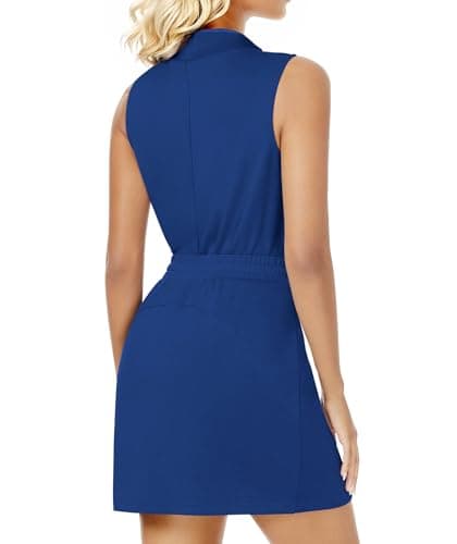 Casly Lamiit Two Piece Skirt Set for Women Summer Short Tennis Skorts Matching Sleeveless Tops Spring Break Clothing Lounge Sets Airport Travel Outfits Royal Blue L - Thumbnail 4