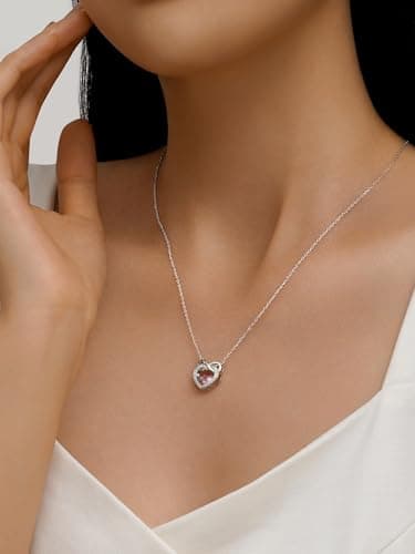 CERGISE Pink Heart Necklace Infinity Chain Jewelry for Women - Thumbnail 2