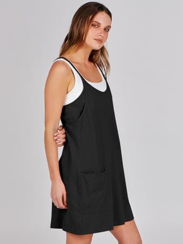 Prinbara Women Athletic Tennis Dress Summer Workout Sports Mini Romper Dress Built in Shapewear Shorts Sundress 2026 Outfits Black X-Small - Thumbnail 4