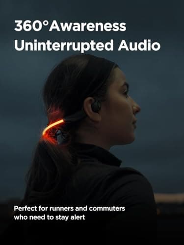HAKII Light 2 Open Ear Headphones, IPX5 Running Headphone with 180° Ultra-Bright Beacon String, BT 6.0, 16H Playtime, Air Conduction Headphones Open Ear Earbuds for Fitness, Cycling, Outdoor - Orange - Thumbnail 3