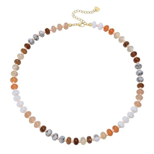 Zoesky Beaded Necklaces for Women, Handmade Boho Bead Choker Necklace, Natural Stone Stainless Steel Necklace Gift for Birthday Mother Day Girlfriend (Type1)