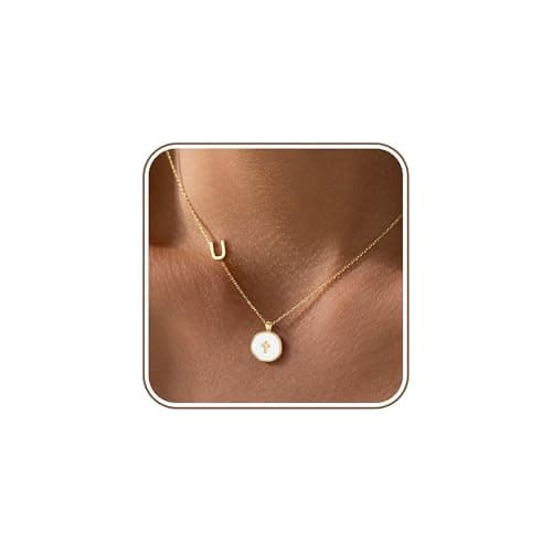 Initial Cross Necklace for Women, Graduation Gifts Baptism Gifts for Teens Letter U Dainty Gold Plated 14k Necklace Religous Confirmation Communion Faith Baptism Birthday Anniversary Christmas Jewelry - Image 1