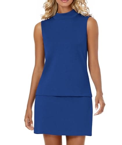 Casly Lamiit Two Piece Skirt Set for Women Summer Short Tennis Skorts Matching Sleeveless Tops Spring Break Clothing Lounge Sets Airport Travel Outfits Royal Blue L - Thumbnail 2