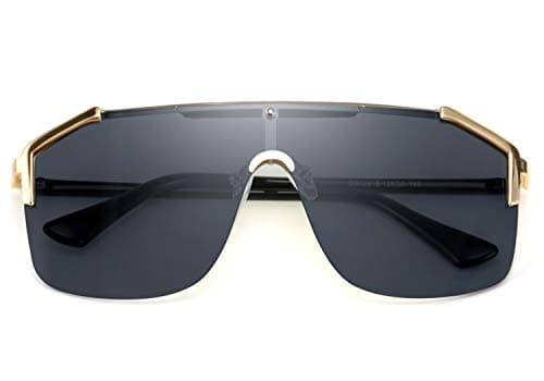 FEISEDY Classic Siamese One Piece Oversized Sunglasses Nice Rimless Stylish Retro Design for Women Men B2634 - Thumbnail 2