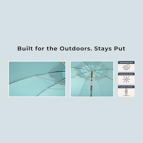 DEER LAND 6FT Patio Beach Umbrella for Outdoor, UPF 50+ Sun Shade for Patio, Backyard, Garden, Pool and Beach, Tilt Adjustable, Portable, Harbour Cypress Green - Thumbnail 6
