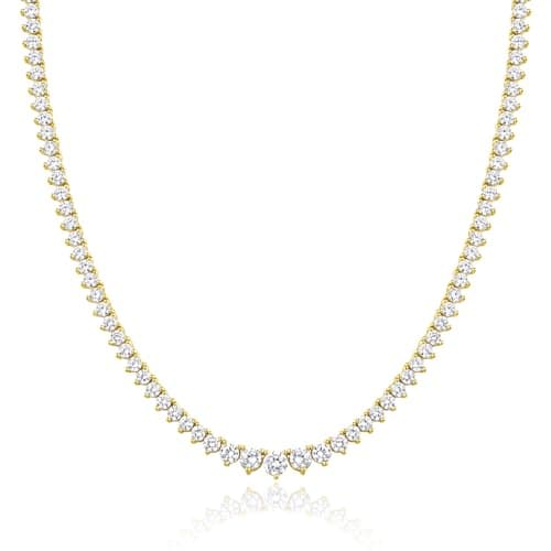 Gemsme 3mm Graduated Tennis Necklace, 18K Yellow Gold Plated 3.0mm Graduated Round Cubic Zirconia Classic Tennis Necklace For Women (20 Inch) - Image 1