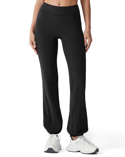 MOOSLOVER Women Quick Step Bubble Pants High Waisted Balloon Joggers Yoga Pilates Dance Casual Lounge Pants(M, Black) - Image 1