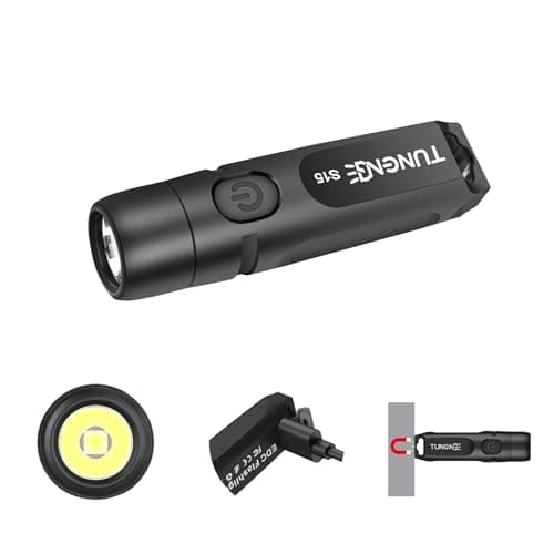 TUNENGE S15 Keychain Flashlight- Super Bright 650 High Lumens,USB C Rechargeable EDC Pocket Flashlight,Mini Flashlight with Magnetic Suitable for Hiking, Outdoors (Magnet Black) - Image 1