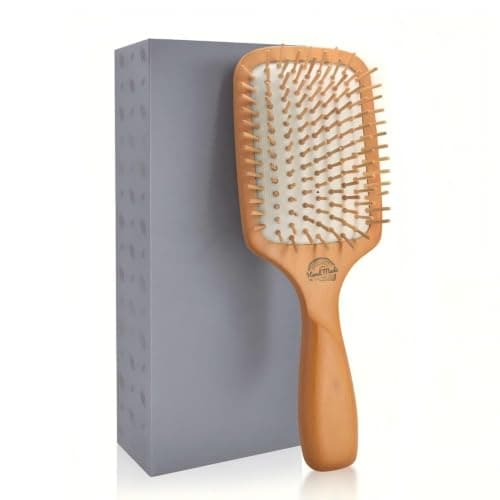 Wooden Bristle Hair Brush for Women & Men, Smoothing Hair Brush for Scalp Massage & Detangling, Wooden Brush that Reduces Static & Breakage for Thin, Thick, Fine, Curly Hair - Image 1