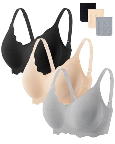 Gailife Seamless Jelly Bras for Women No Underwire 3Pack Wireless Scalloped Push Up Bra Supportive Comfort Tshirt Bralettes -HFH,XXL - Image 1