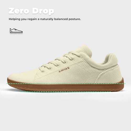 Womens Minimalist Barefoot Shoes Zero Drop Wide Toe Box Shoes Lightweight Casual Fashion Sneakers for Women(Ivory,6.0) - Thumbnail 4
