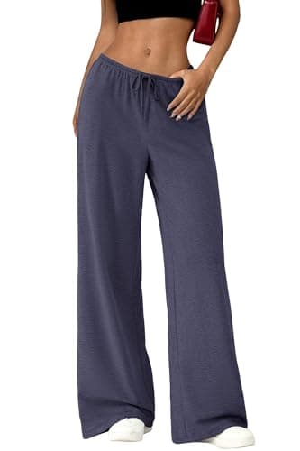Okiwam Women's Wide Leg Sweatpants Casual Lounge Travel Pants Workout Joggers Fashion Outfits 2026 Summer Clothes-XL Navy - Image 1