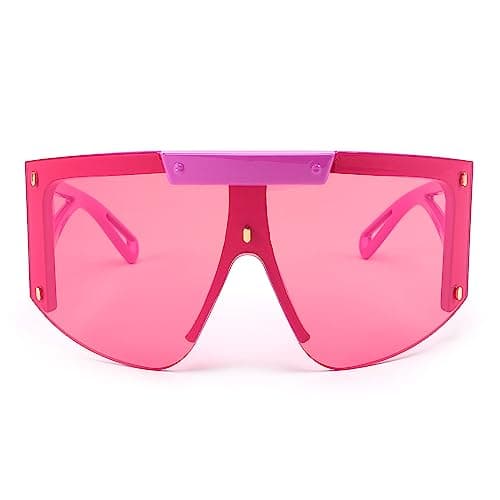 FEISEDY Sunglasses for Women, One Piece Oversized Sunglasses for Men and Women, Big Shades, Wrap Shield for Cycling, Driving, Vacation (B4027, Pink) - Thumbnail 2