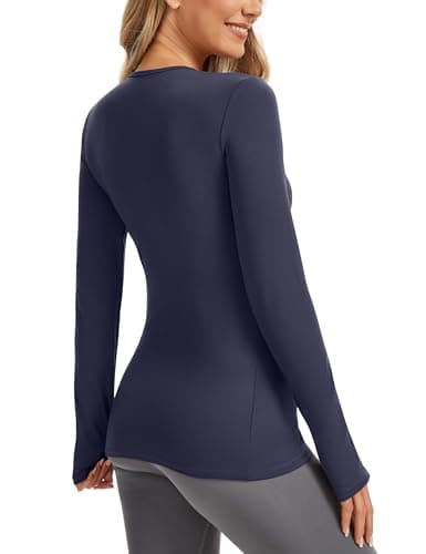 MathCat Maternity Long Sleeve Shirt with Thumbleholes,Pregnancy Casual Tops Athletic Yoga Maternity Shirts - Thumbnail 4