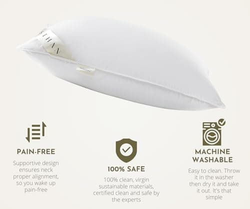 baisihan Down Feathers Pillows Standard Size Set of 2- Hotel Collection Bed Pillows | Feather-Proof 1000+ Clean | Naturally Resilient Pure | Pillows for Side, Back & Stomach Sleepers, 20"x30" 2 Pack - Thumbnail 6