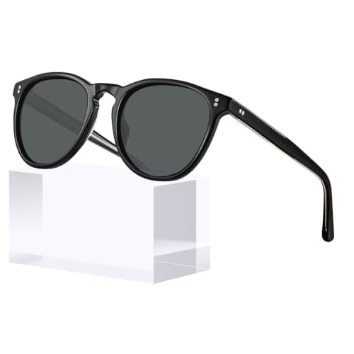 CARFIA Acetate Polarized Sunglasses for Women Trendy Retro Sun Glasses Gray Gradient Lenses Black Frame