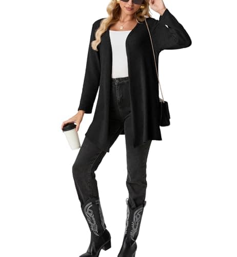 Black Cardigans Sweaters for Women Long Sleeve Lightweight Cozy Open Front Fall Cardigan with Pockets Trendy 2025 - Thumbnail 5