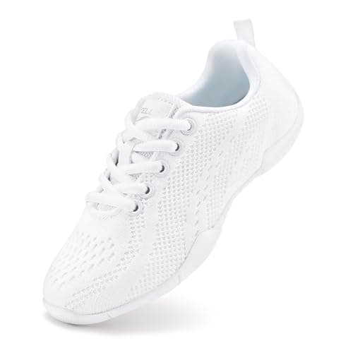 Stelle Cheer Shoes Girls Women White Cheerleading Shoes Breathable Youth Dance Sneakers for Competition Training Tennis(White-Women,7MW) - Image 1