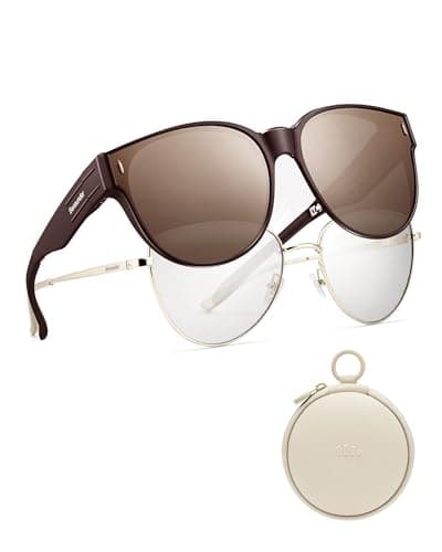 BENEUNDER Polarized Fit Over Sunglasses for Womens & Men, Retro Round Lightweight Folding Sunglasses for Nearsightedness - Image 1