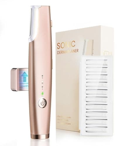 PAPMINI Sonic Dermaplane Razor for Women Face, LED Facial Hair Remover & Facial Exfoliator, Magnetic Wall Storage, One-Touch Blade Eject, Rechargeable Dermaplaning Tool, 11 Replacement Blades - Image 1