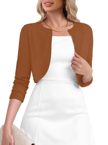 Heymoments Cardigan for Women 3/4 Sleeve Shrug, Light Blue, Medium - Image 1