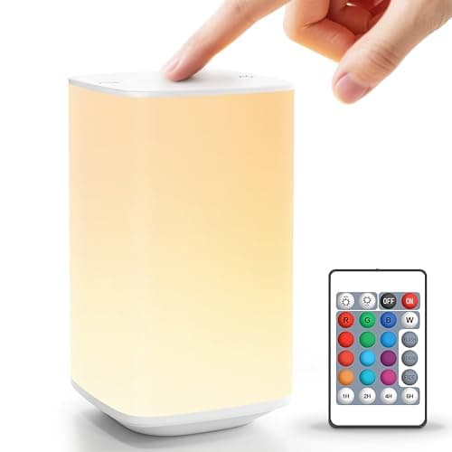 Auxmir Baby Night Light for Nursery, White 4000mAh Rechargeable Night Light with Remote & Touch Control, Dimmable Soft White Light, 256 RGB Colors, Timer for Nursing, Diaper Changes, Kids Bedroom - Image 1