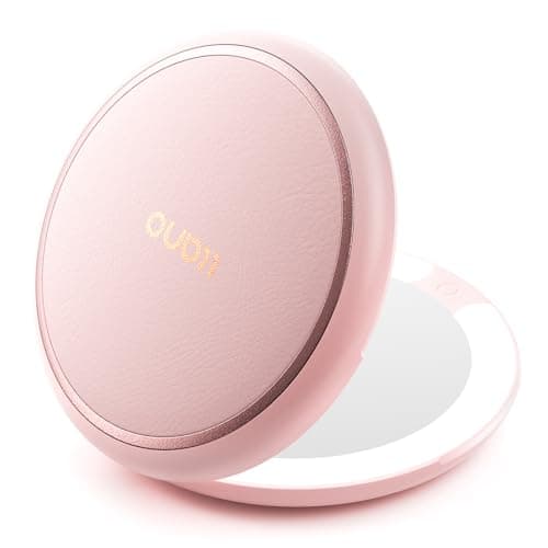 llano Compact Mirror, Lighted Travel Makeup Mirror with 1X/2X Magnifying Double Sided Dimmable Portable Pocket Mirror for Handbag and Pocket,Foldable Compact Mirror 3.6"L x 0.8"W, USB Charging (Pink) - Image 1